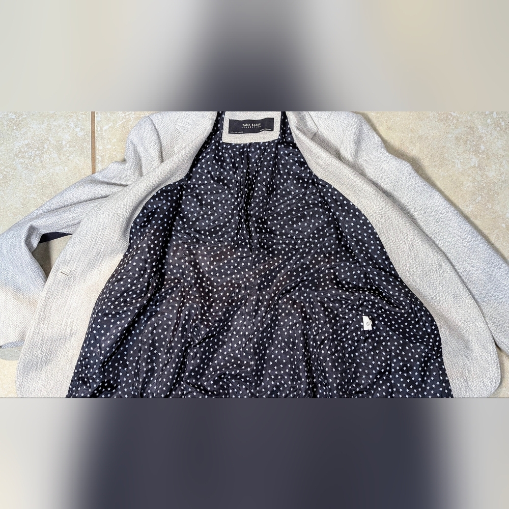 Zara Light Grey Cotton Jersey Blazer  size Medium - Picture 4 of 8